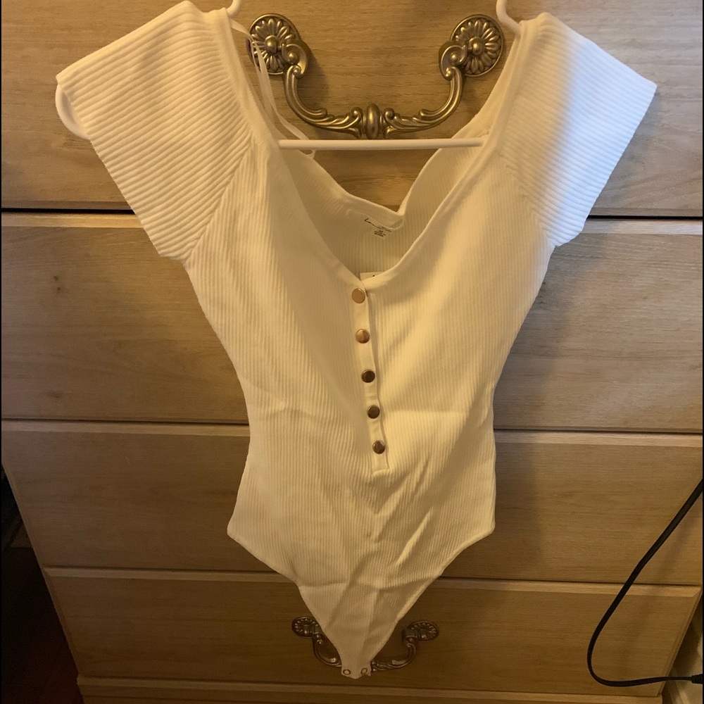Brand new white ribbed Bodysuit thong